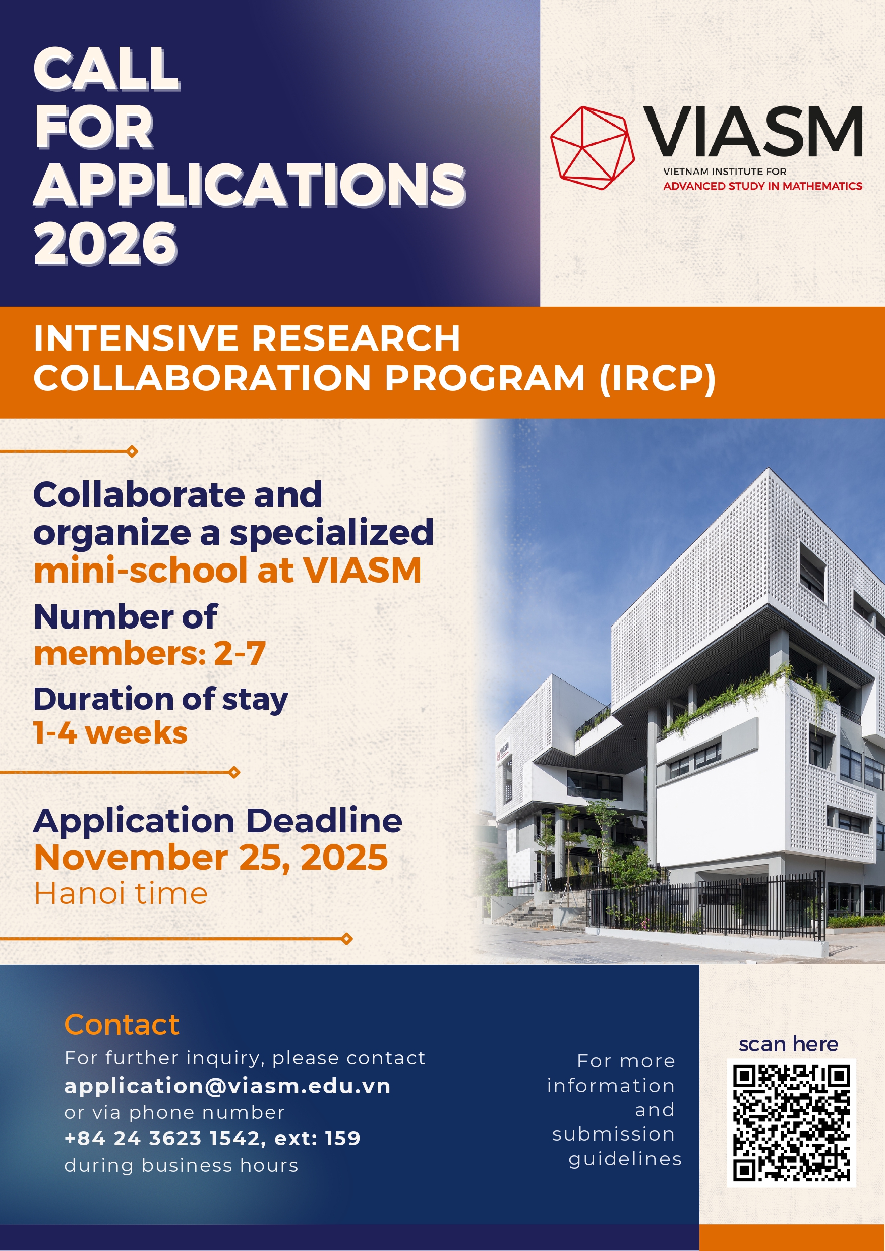 CALL FOR APPLICATIONS 2026: INTENSIVE RESEARCH COLLABORATION PROGRAM (IRCP)