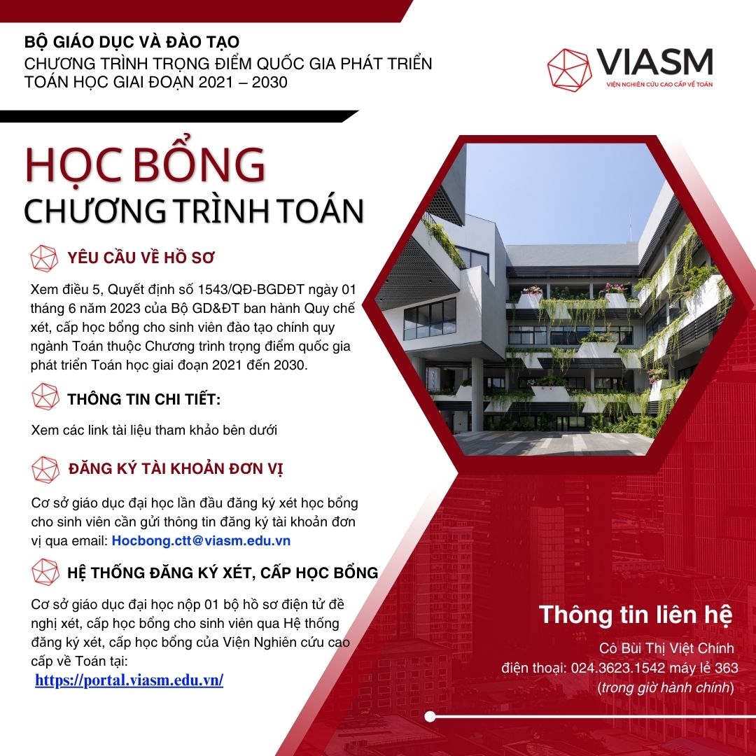Học bổng Chương trình Toán năm học 2023 -2024