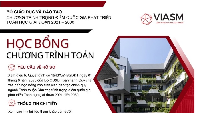 Học bổng Chương trình Toán năm học 2023 -2024